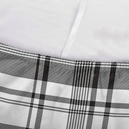 Black And White Madras Pattern Print Sofa Cover