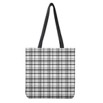 Black And White Madras Pattern Print Tote Bag