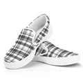 Black And White Madras Pattern Print White Slip On Sneakers