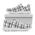 Black And White Madras Pattern Print White Running Shoes
