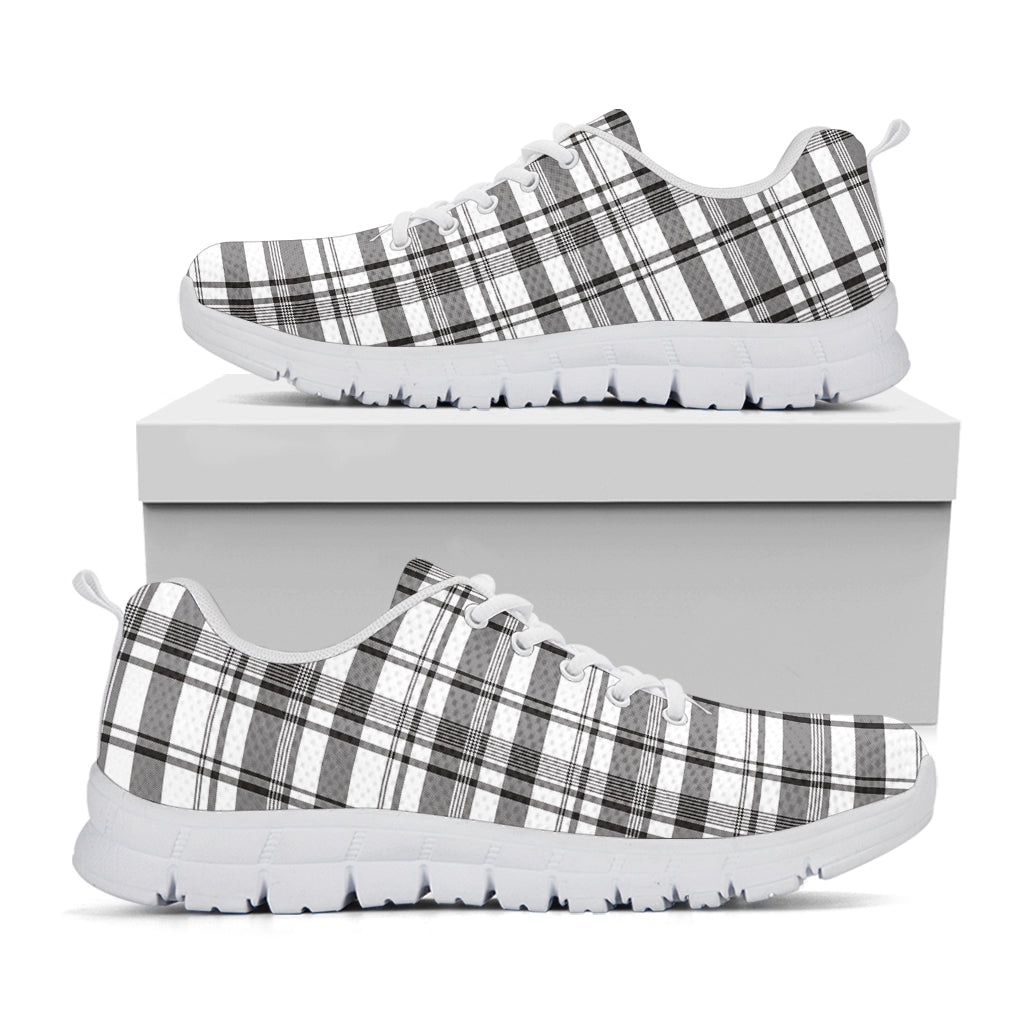 Black And White Madras Pattern Print White Sneakers