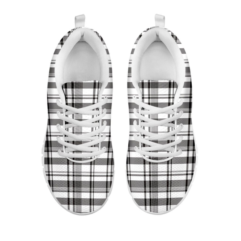 Black And White Madras Pattern Print White Sneakers