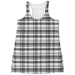 Black And White Madras Pattern Print Women's Racerback Tank Top