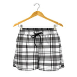 Black And White Madras Pattern Print Women's Shorts