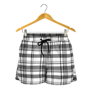 Black And White Madras Pattern Print Women's Shorts