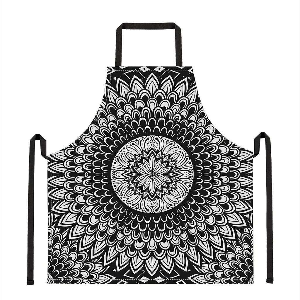 Black And White Mandala Print Apron