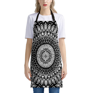 Black And White Mandala Print Apron