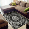 Black And White Mandala Print Floor Mat