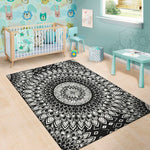 Black And White Mandala Print Area Rug