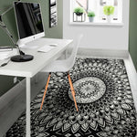 Black And White Mandala Print Area Rug