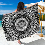 Black And White Mandala Print Beach Sarong Wrap
