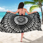 Black And White Mandala Print Beach Sarong Wrap