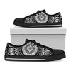 Black And White Mandala Print Black Low Top Shoes