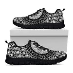 Black And White Mandala Print Black Sneakers