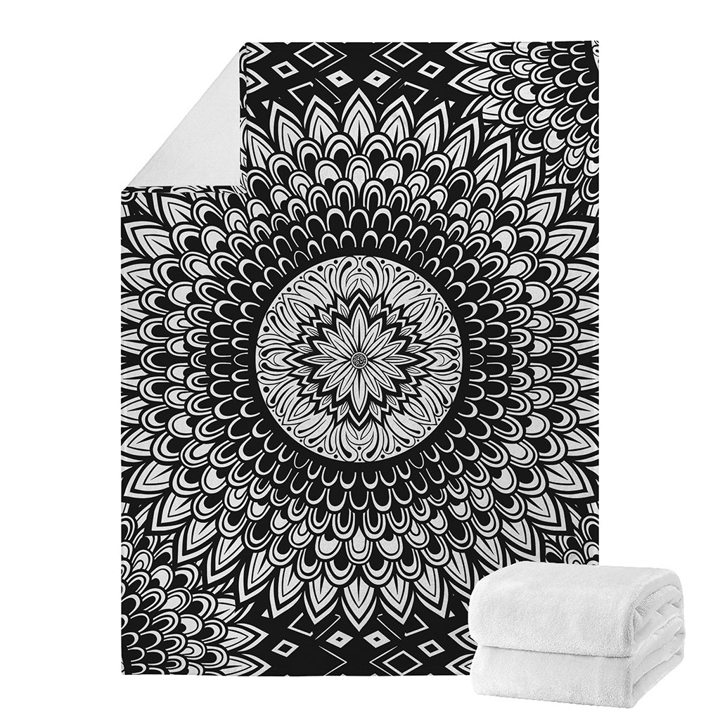 Black And White Mandala Print Blanket