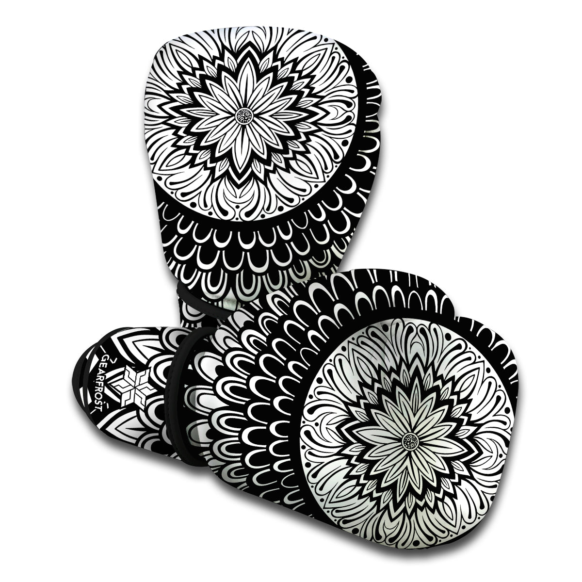 Black And White Mandala Print Boxing Gloves