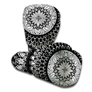 Black And White Mandala Print Boxing Gloves