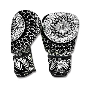 Black And White Mandala Print Boxing Gloves