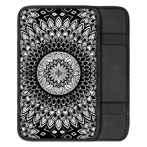 Black And White Mandala Print Car Center Console Cover