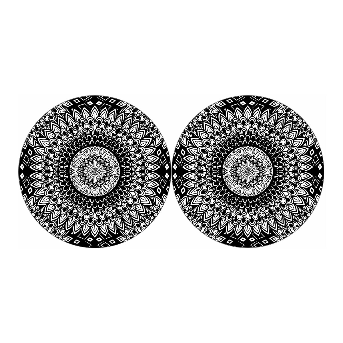 Black And White Mandala Print Car Coasters