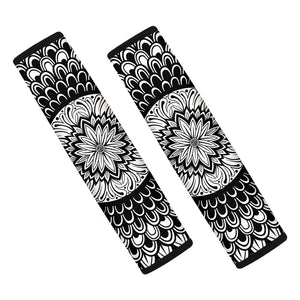 Black And White Mandala Print Car Seat Belt Covers