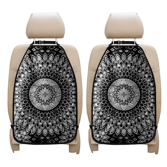 Black And White Mandala Print Car Seat Organizers