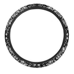 Black And White Mandala Print Car Steering Wheel Cover