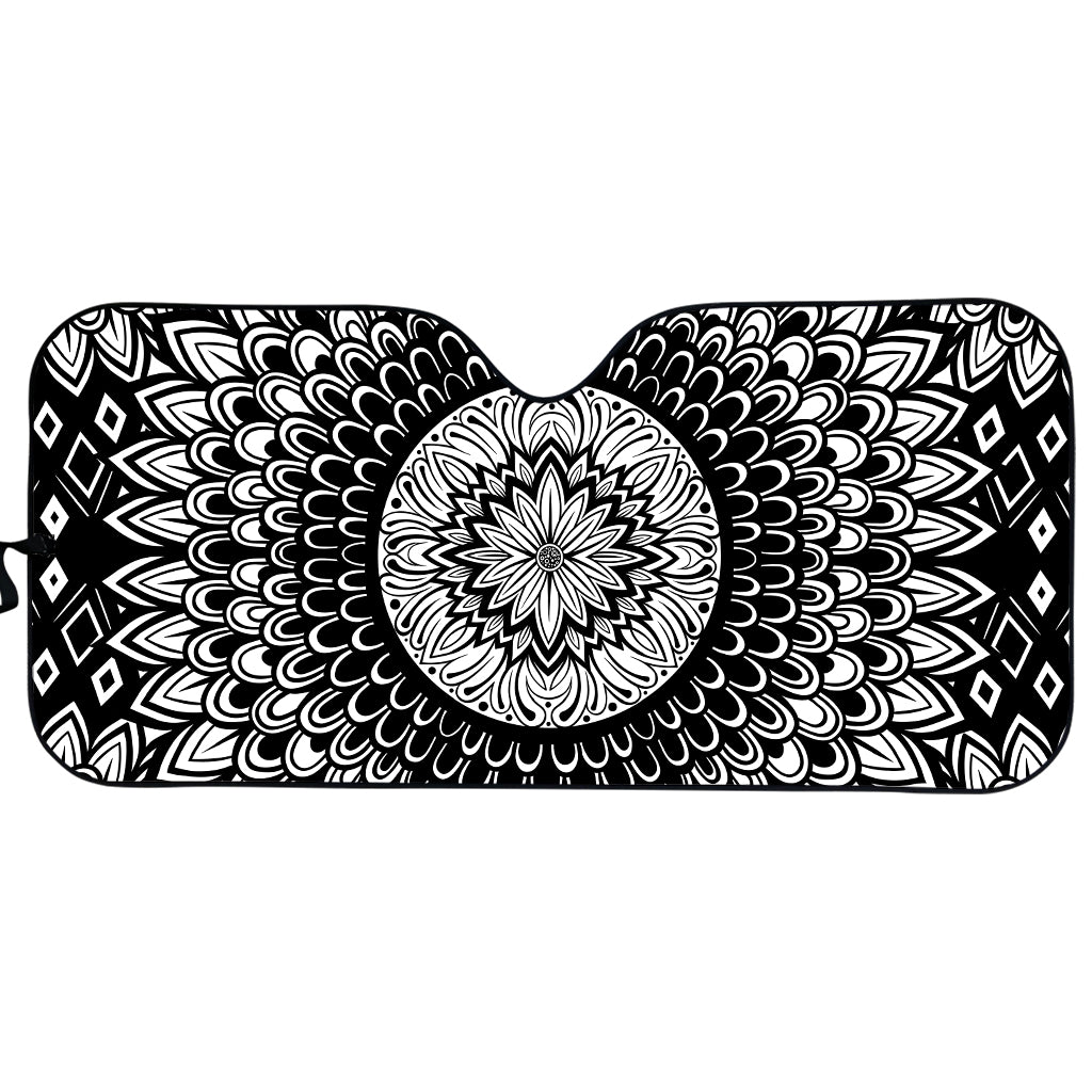 Black And White Mandala Print Car Sun Shade