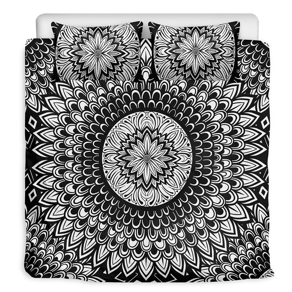 Black And White Mandala Print Duvet Cover Bedding Set
