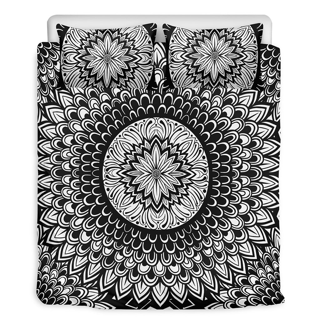 Black And White Mandala Print Duvet Cover Bedding Set