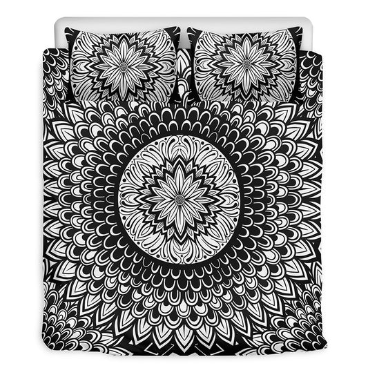 Black And White Mandala Print Duvet Cover Bedding Set