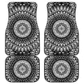Black And White Mandala Print Front and Back Car Floor Mats