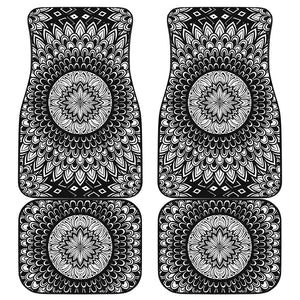 Black And White Mandala Print Front and Back Car Floor Mats