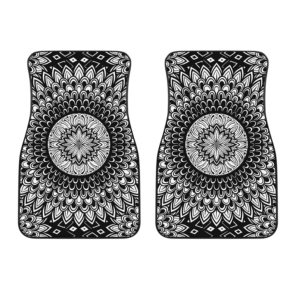 Black And White Mandala Print Front Car Floor Mats