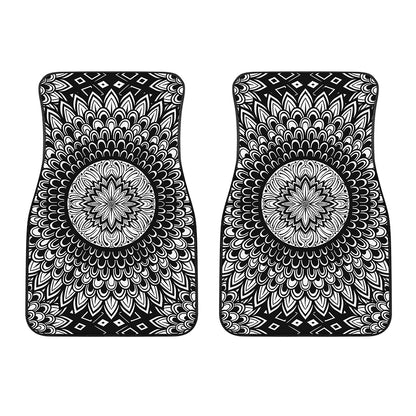 Black And White Mandala Print Front Car Floor Mats