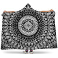Black And White Mandala Print Hooded Blanket