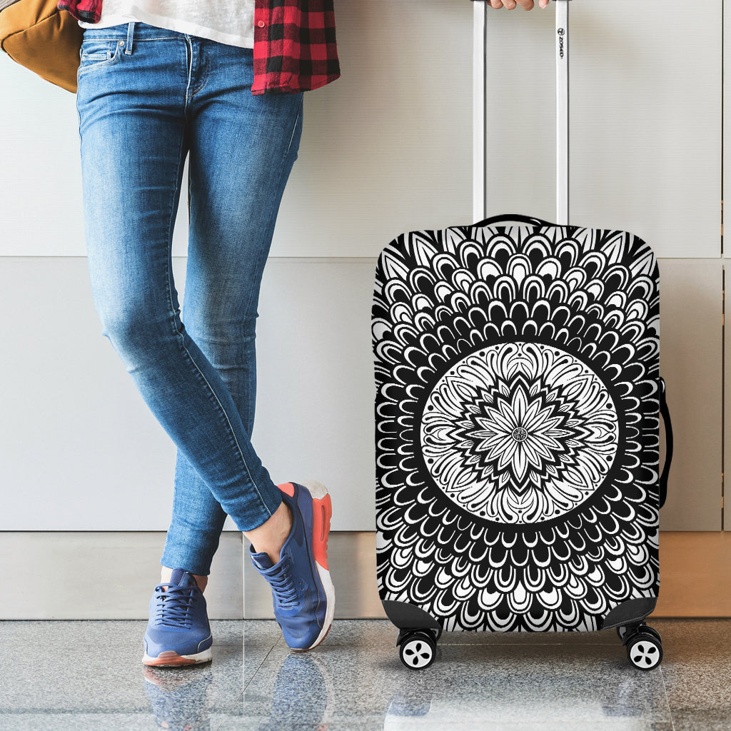 Black And White Mandala Print Luggage Cover