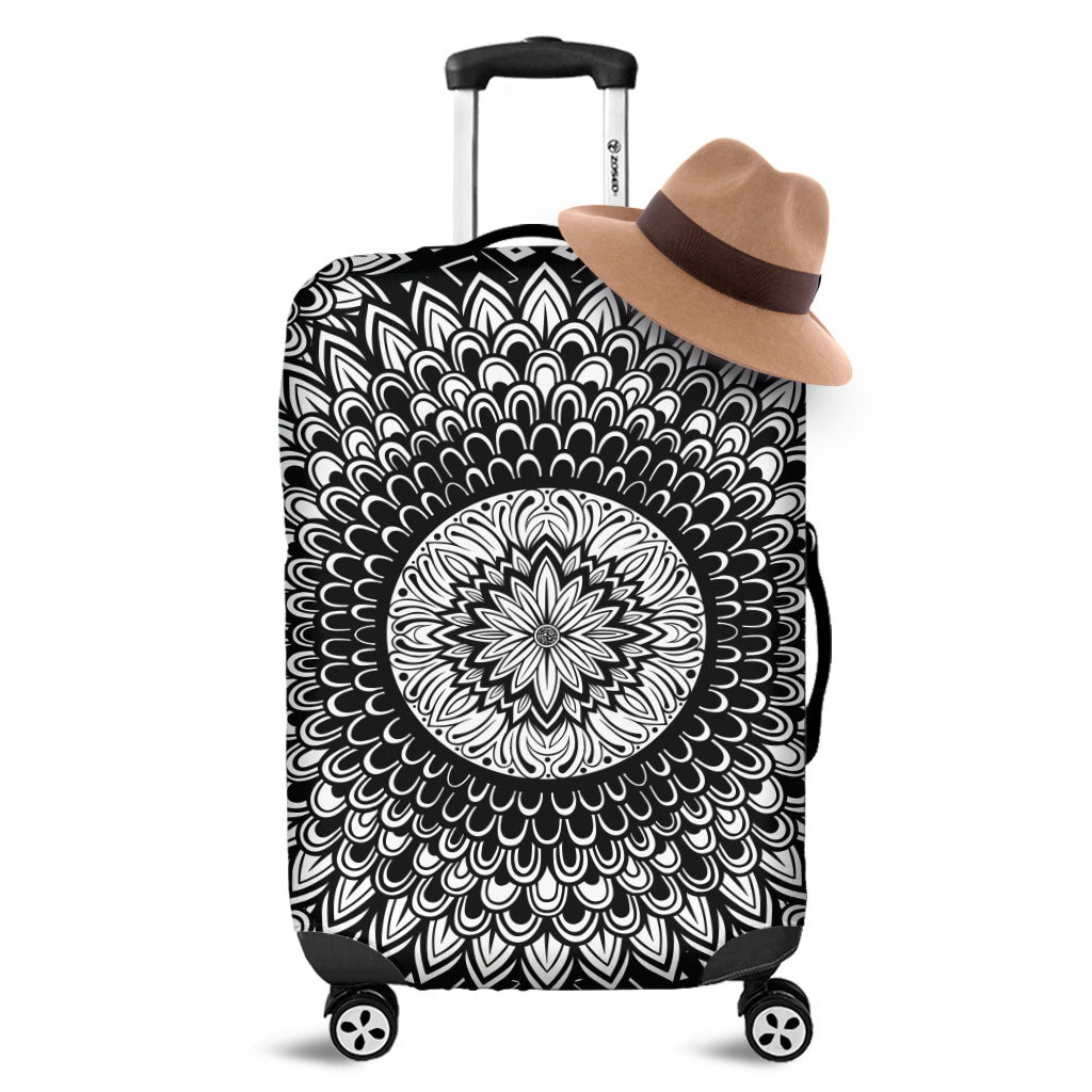 Black And White Mandala Print Luggage Cover