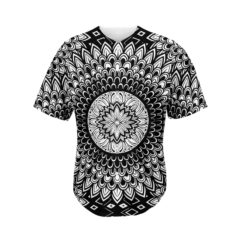 Black And White Mandala Print Men's Baseball Jersey