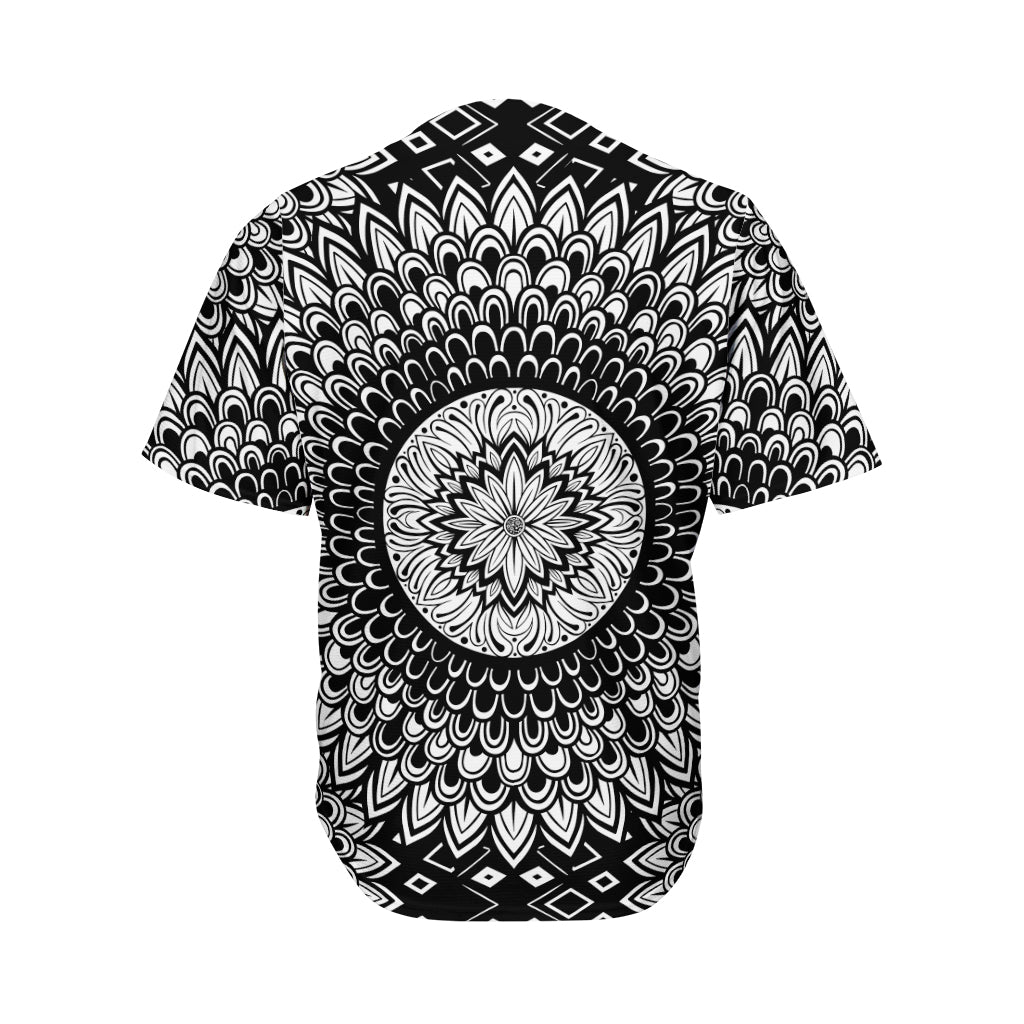 Black And White Mandala Print Men's Baseball Jersey