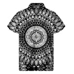 Black And White Mandala Print Men's Short Sleeve Shirt