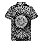 Black And White Mandala Print Men's Short Sleeve Shirt