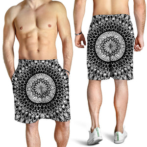 Black And White Mandala Print Men's Shorts