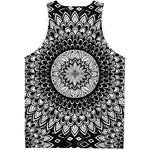 Black And White Mandala Print Men's Tank Top