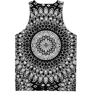 Black And White Mandala Print Men's Tank Top