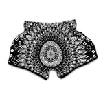 Black And White Mandala Print Muay Thai Boxing Shorts