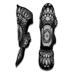 Black And White Mandala Print Muay Thai Shin Guard