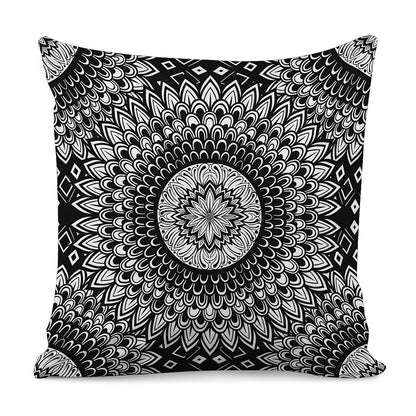 Black And White Mandala Print Pillow Cover