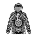 Black And White Mandala Print Pullover Hoodie