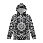 Black And White Mandala Print Pullover Hoodie